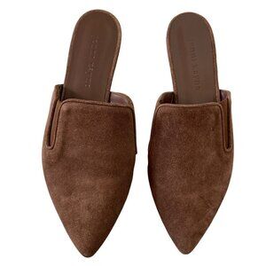 NWOB Jenni Kayne Suede Mule Flats Slip On Pointed Shoes Saddle Size 37 US 7